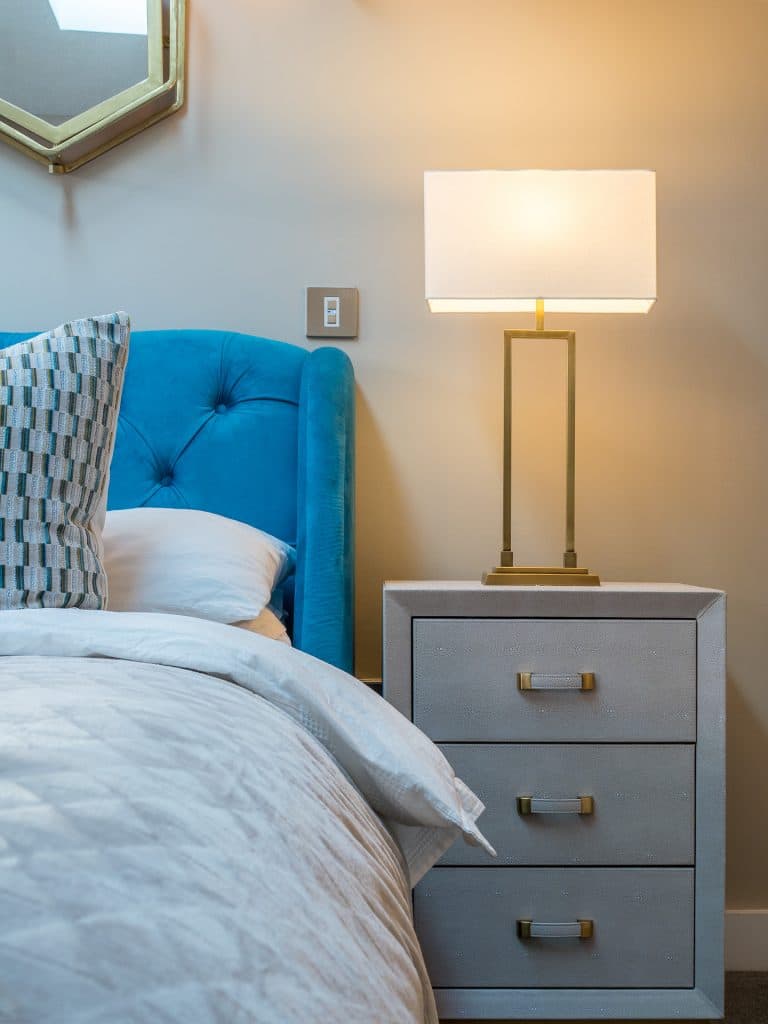 Bedside Table and Lamp