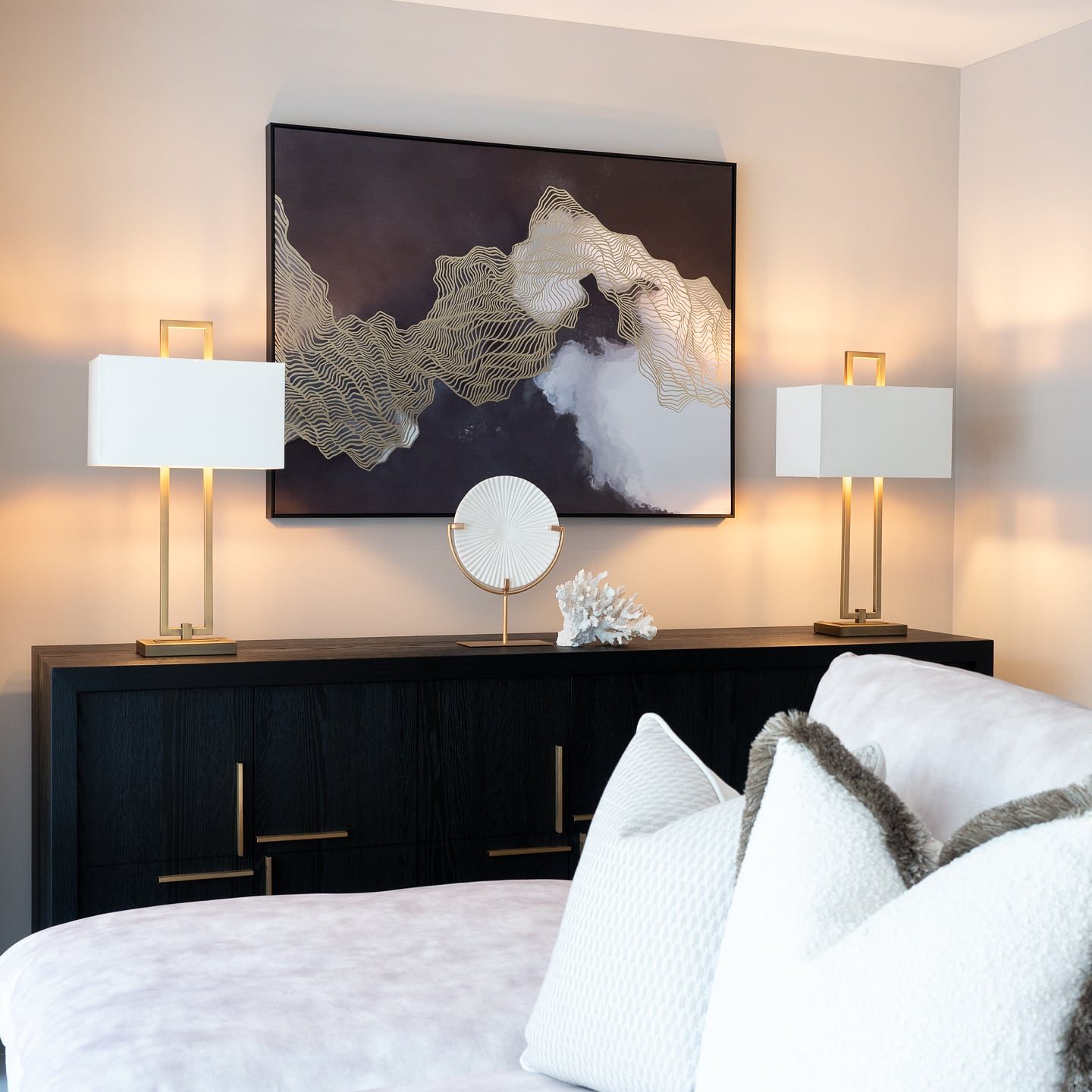 sofa in living room with table and large photo in background If you're looking for an experienced interior designer near me, Rachael Reid Interiors can provide a high quality and experienced service